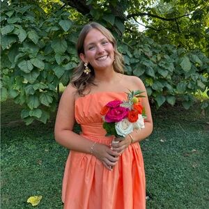 Anthropologie Strapless Orange Dress